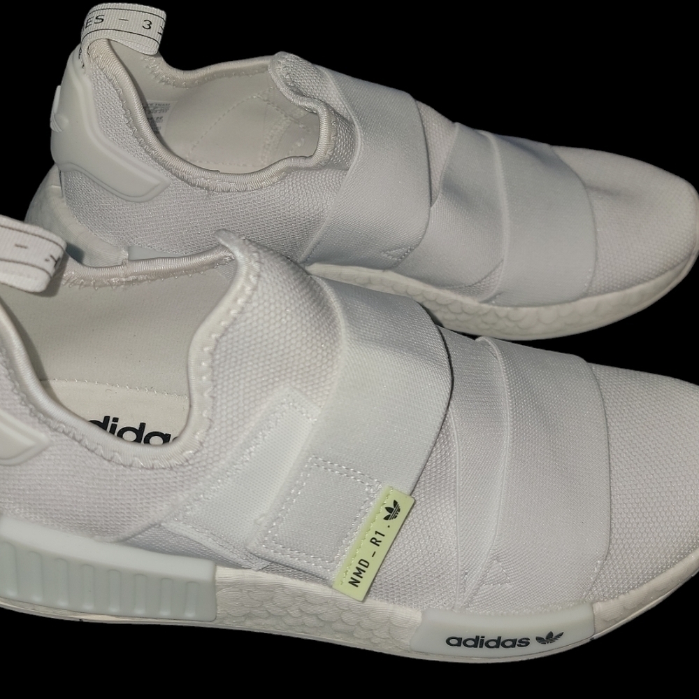 Women's size 9 Adidas NMD_R1. These are white with lime accents. New Without Tag - Picture 4 of 7